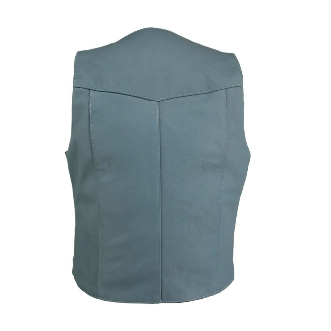 Men's Basic Motorcycle Vest Light Blue