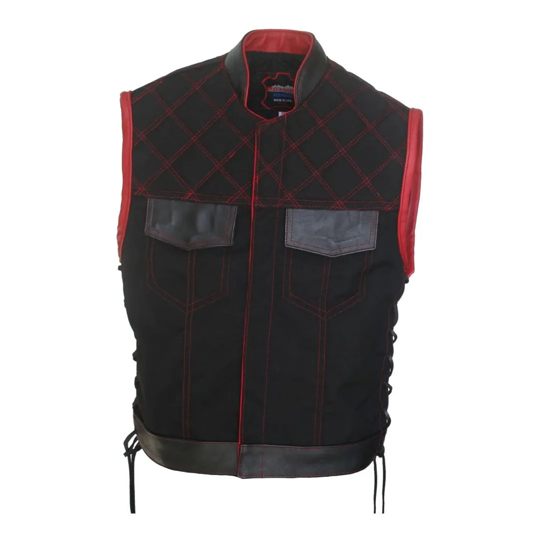 Double Stitch Diamond Biker Vest  Water Resistant Military Grade Fabric (Cordura)
