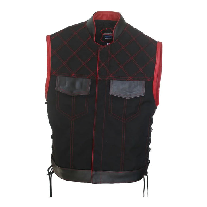 Double Stitch Diamond Biker Vest  Water Resistant Military Grade Fabric (Cordura)