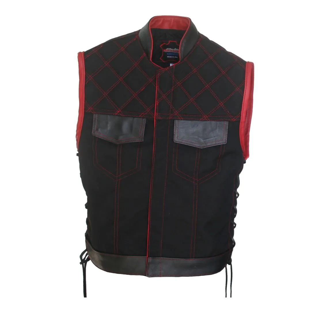 Double Stitch Diamond Biker Vest  Water Resistant Military Grade Fabric (Cordura)