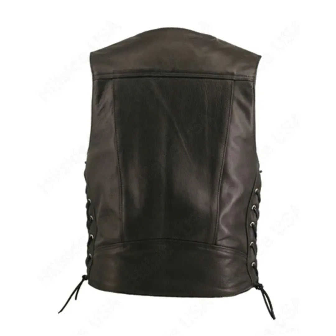 Men's Braided Black-Brown Leather Vest (Custom)