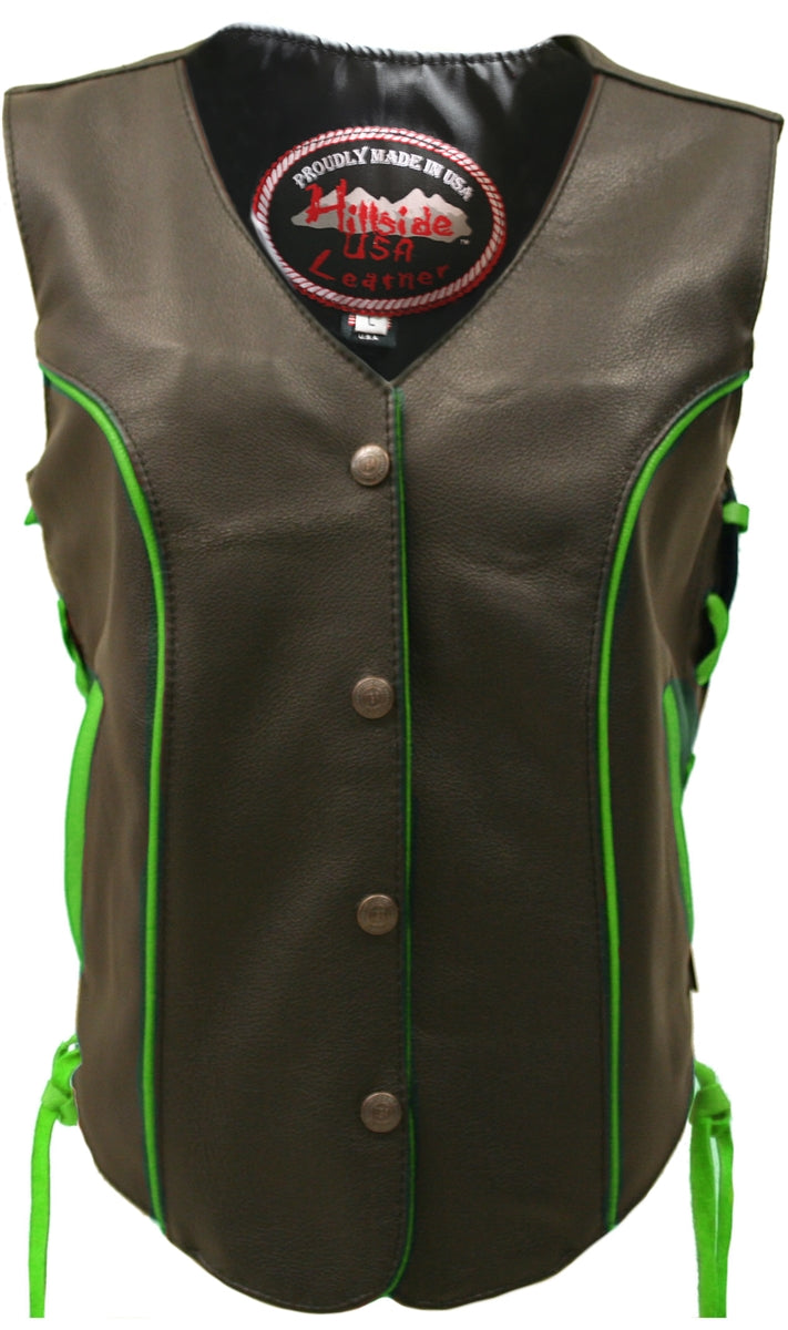 Women's Trim Biker Leather Vest