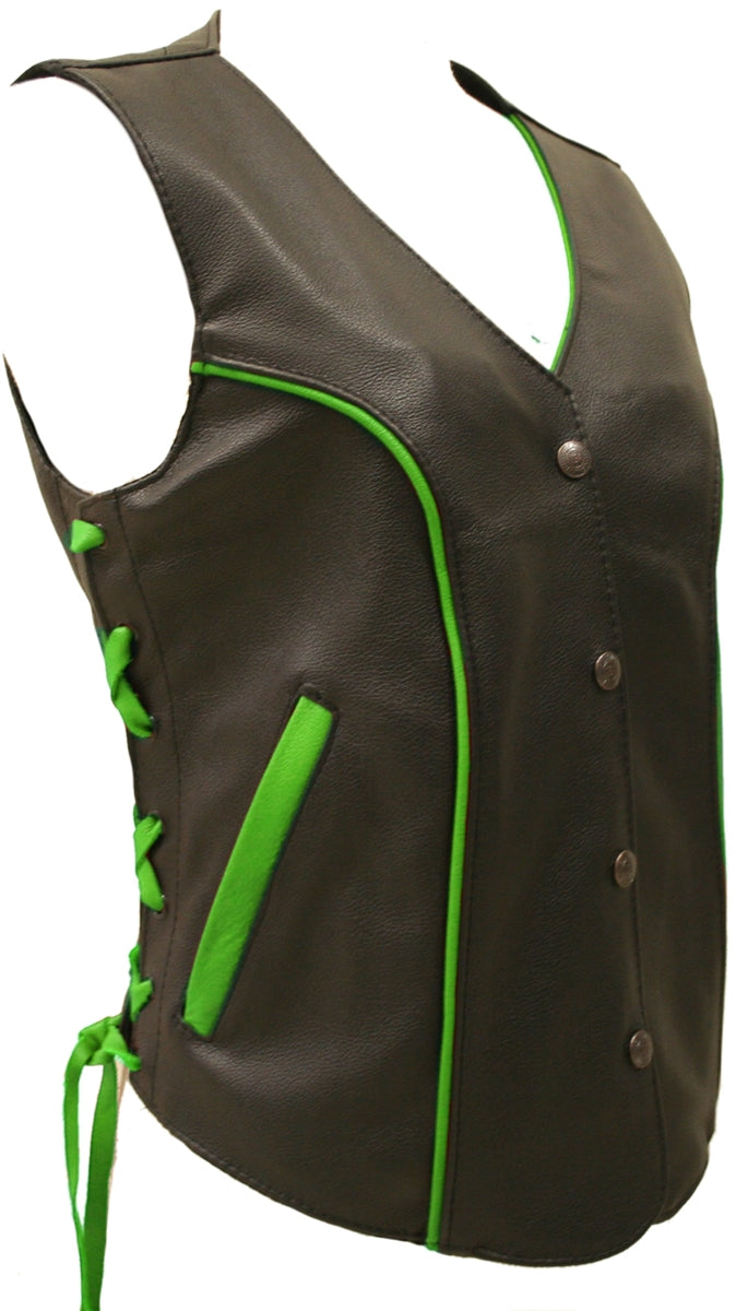 Women's Trim Biker Leather Vest