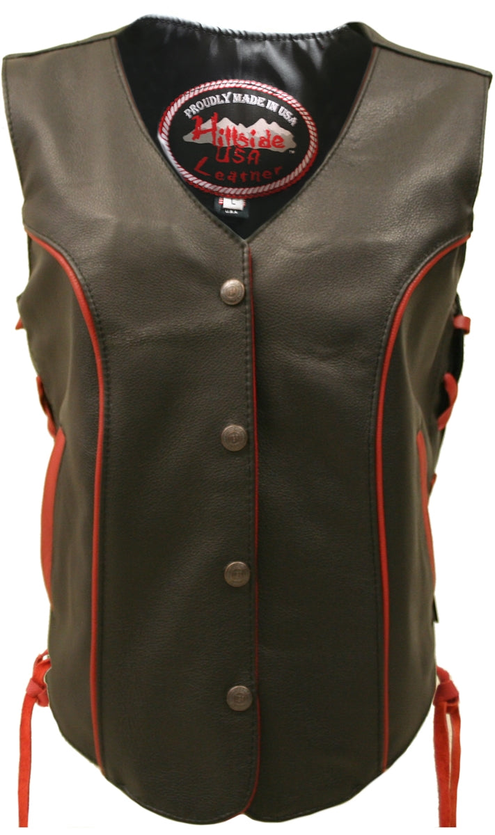 Women's Trim Biker Leather Vest