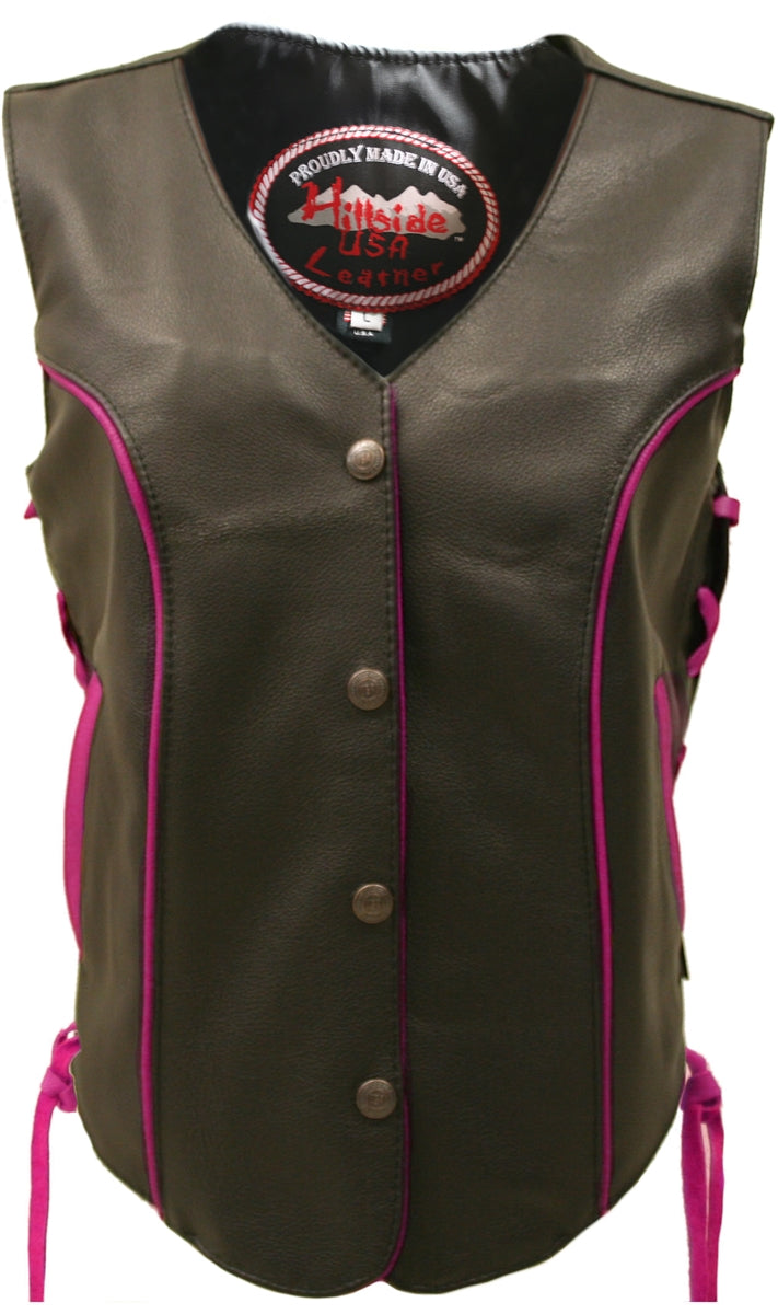 Women's Trim Biker Leather Vest
