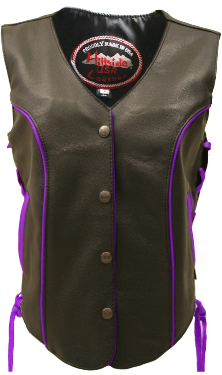 Women's Trim Biker Leather Vest