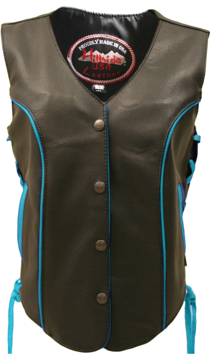 Women's Trim Biker Leather Vest