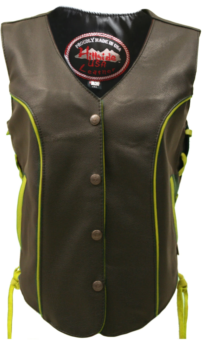 Women's Trim Biker Leather Vest