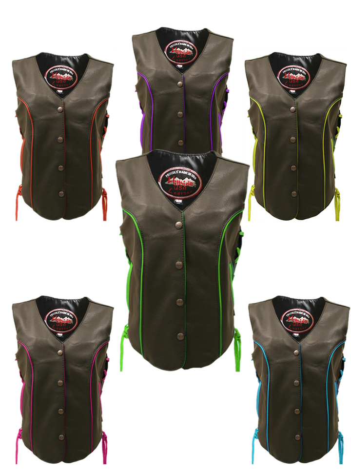 Women's Trim Biker Leather Vest