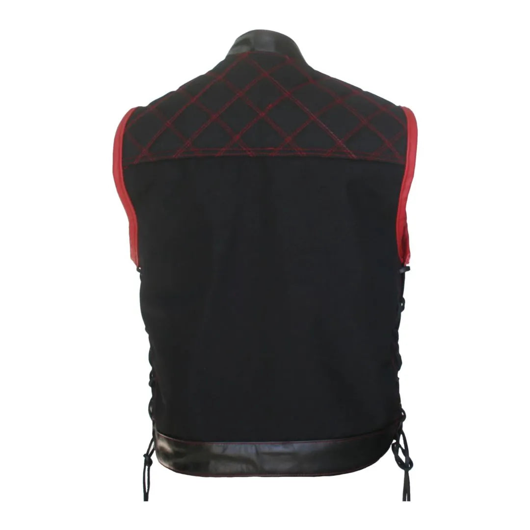 Double Stitch Diamond Biker Vest  Water Resistant Military Grade Fabric (Cordura)