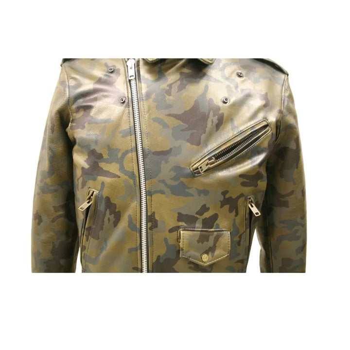 All Leather Camouflage Biker Jacket (Custom-Made)