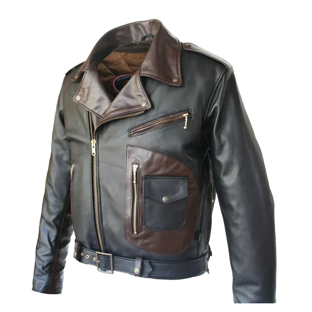 Two Tone D Pocket Horsehide Motorcycle Jacket