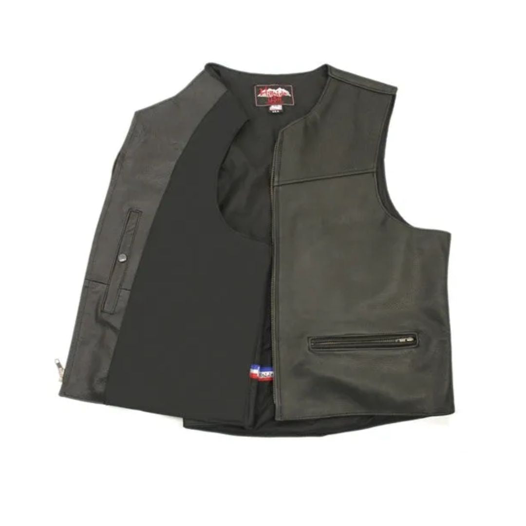 Men's Zipper Racer Leather Vest