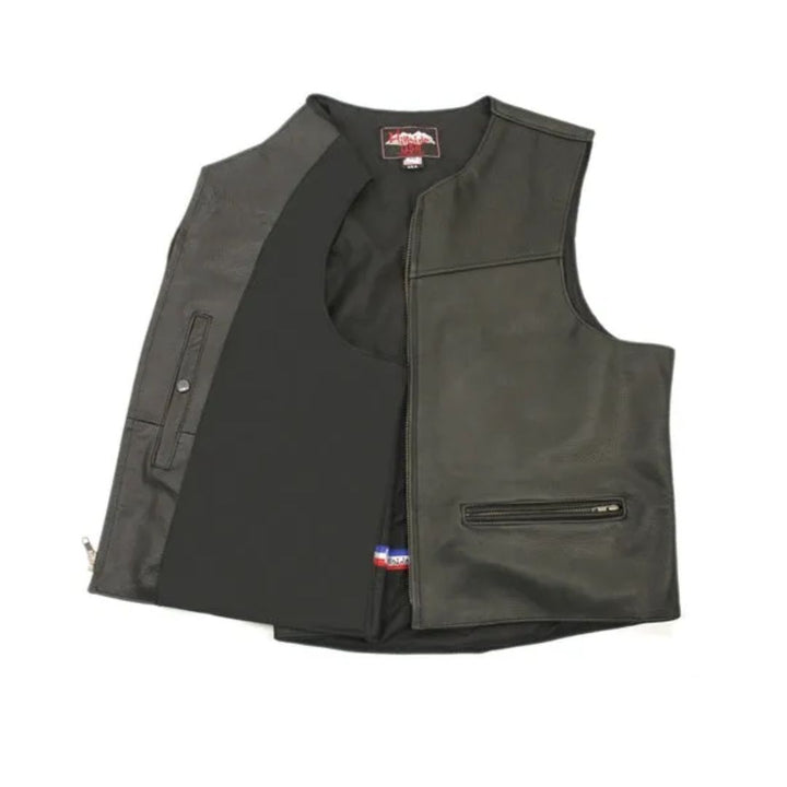 Men's Zipper Racer Leather Vest