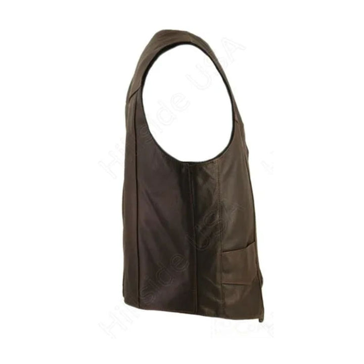 Men's Distressed Brown Classic Biker Vest