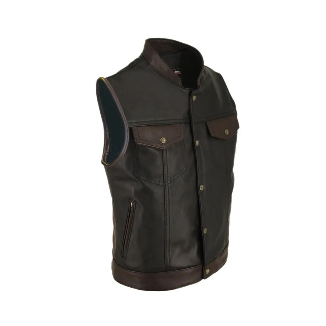 Men's Horsehide Stand up Collar / Two Tone Vest