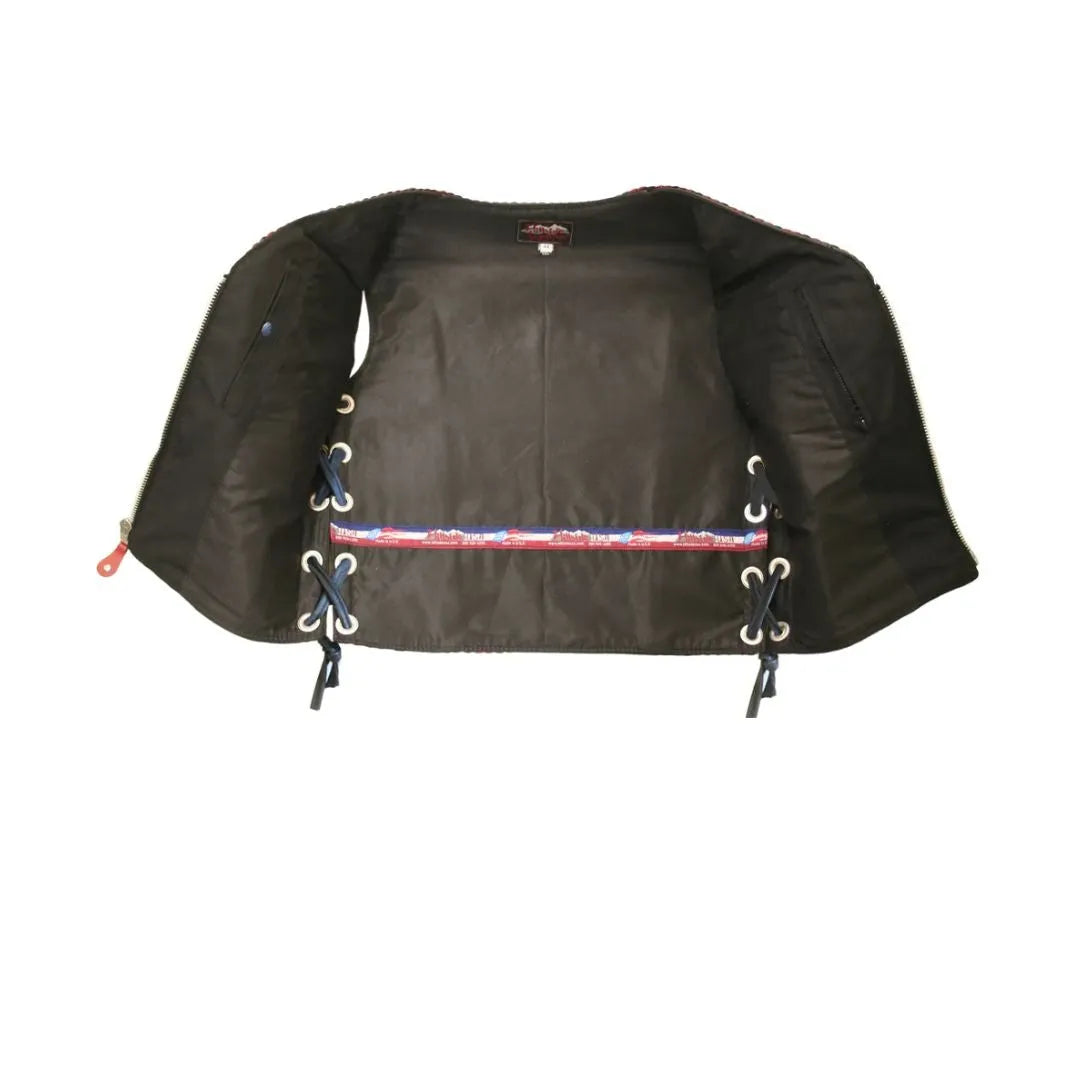 The Elite Motorcycle Leather Vest Braided