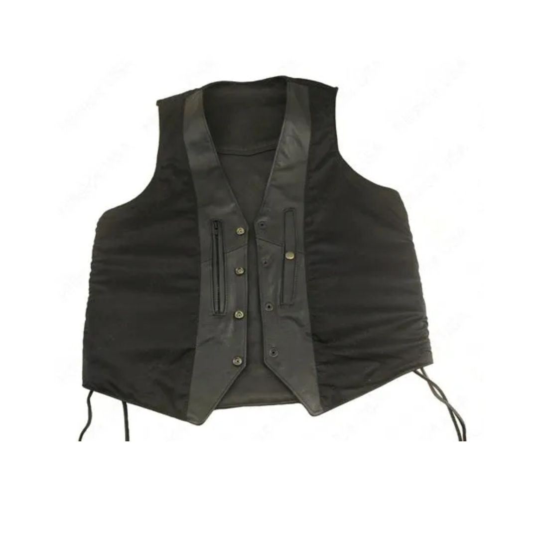 Men's Laced Side Full Perforated Classic Biker Vest