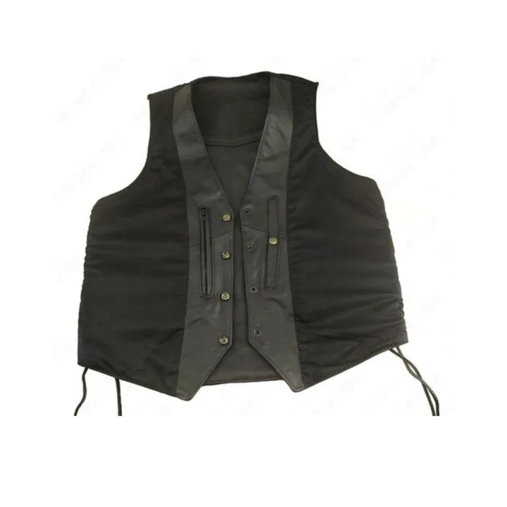 Men's Laced Side Full Perforated Classic Biker Vest