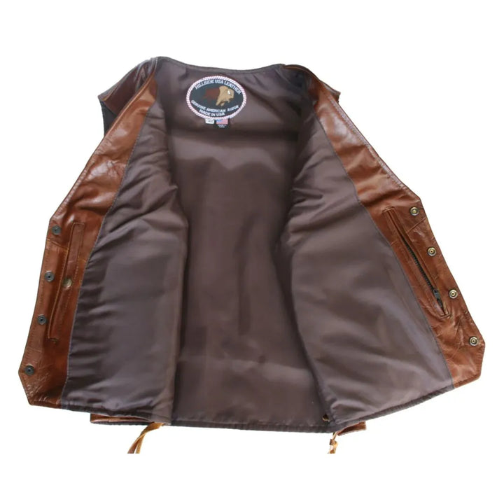 American Bison Leather Vest - Brown