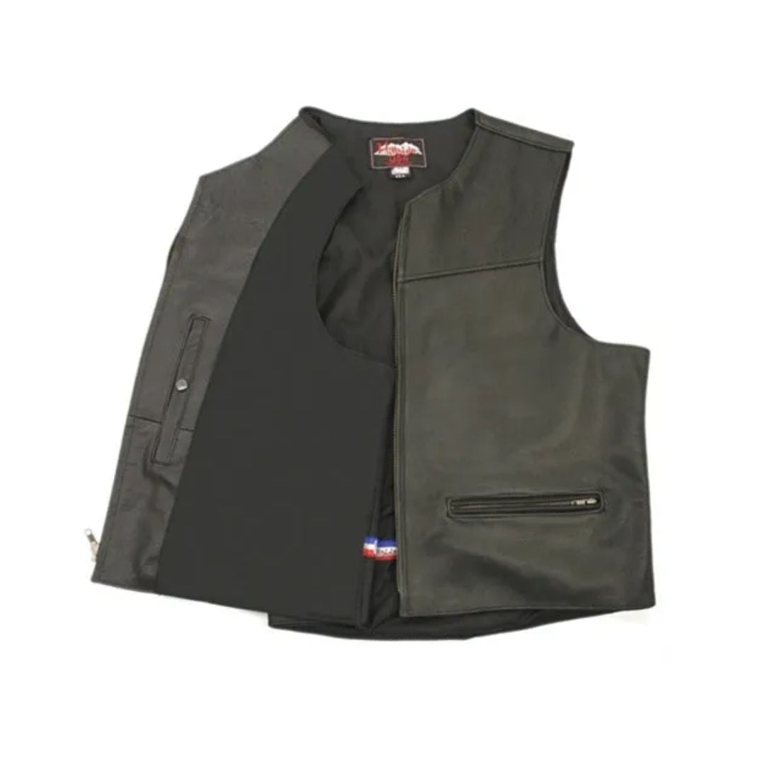 Men's Zipper Racer Leather Vest (Custom)