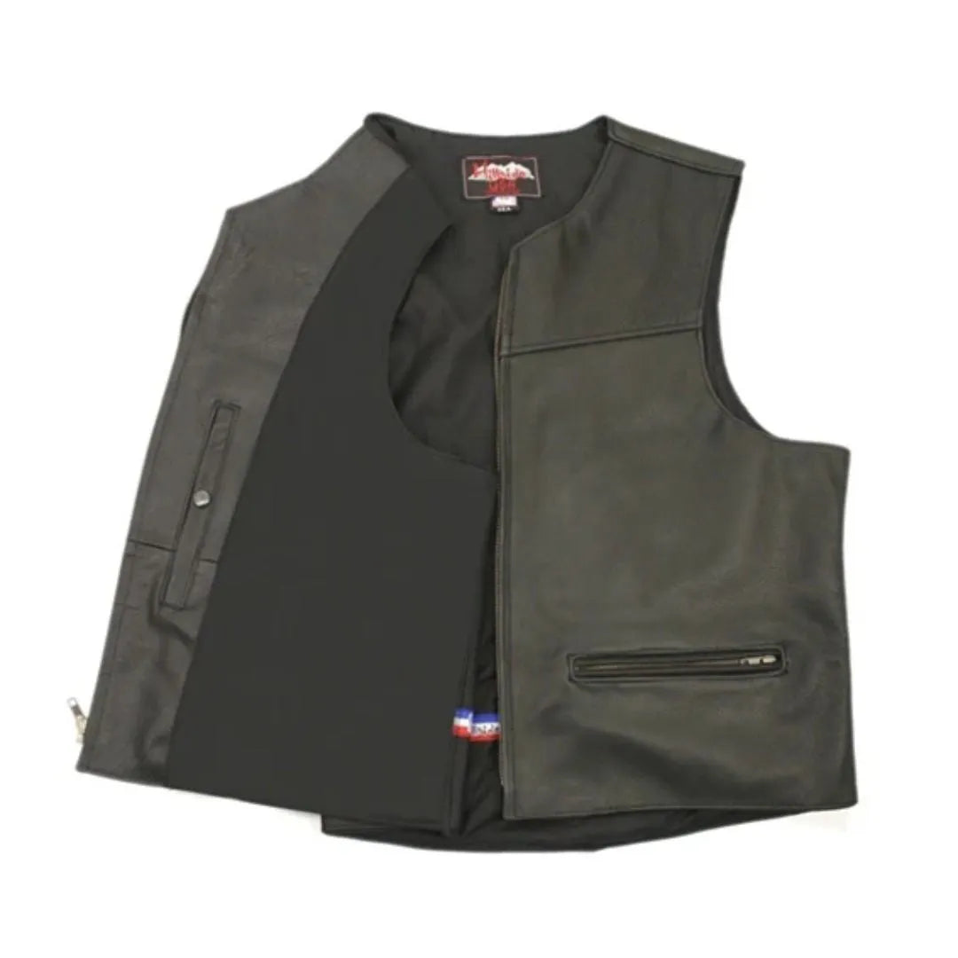 Men's Zipper Racer Leather Vest (Custom)