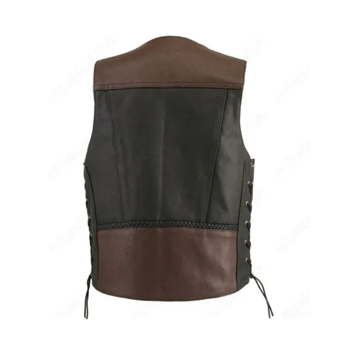 Men's Braided Black-Brown / Genuine Cowhide Nickel Vest