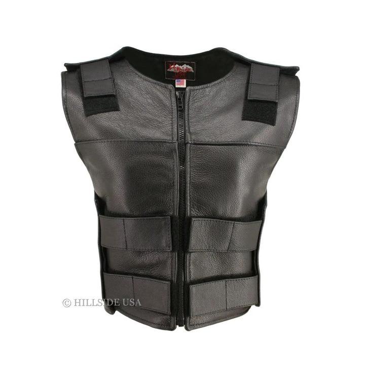 Women's Zippered Tactical Style Leather Vest