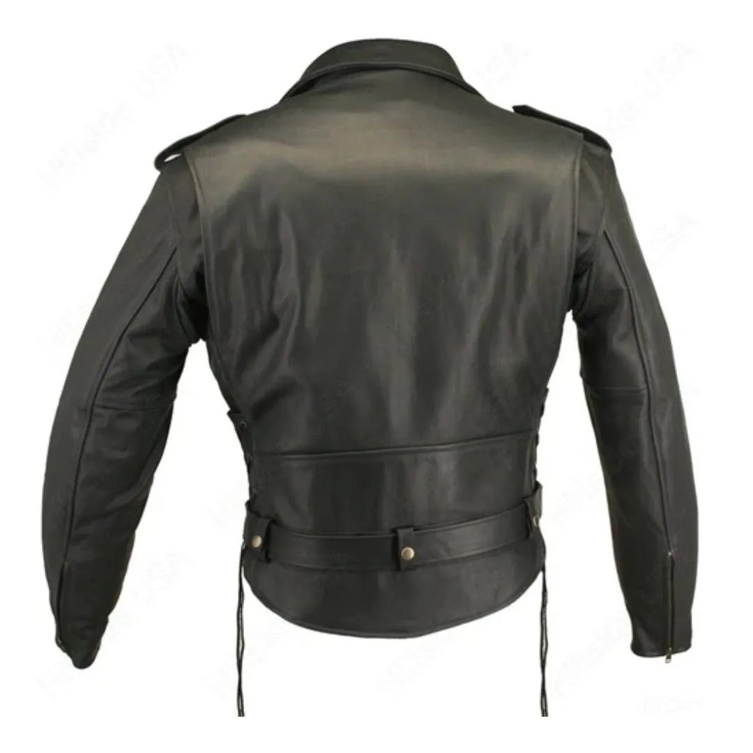 Men's Full Belted Cowhide Biker Jacket