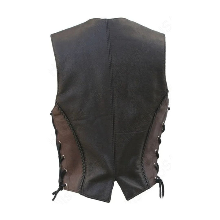 Women's Braided Two Tone Leather Vest