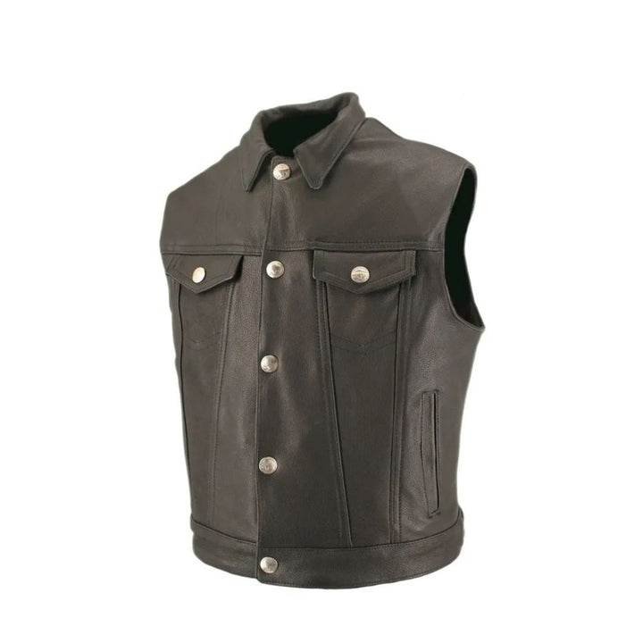 Men's Denim Style Vest With Collar