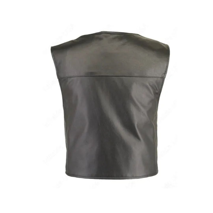 Men's Zippered Tactical Style Leather Vest (Custom-Made)