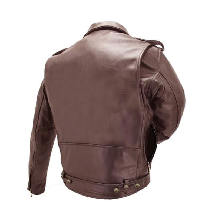 Mens Brown D Pocket Horsehide Motorcycle Jacket