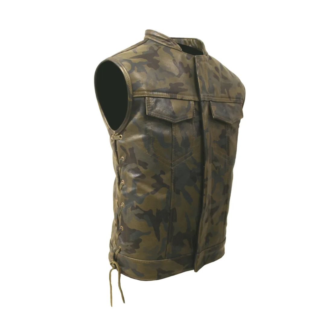 Hillside USA All Leather Camouflage Biker Vest