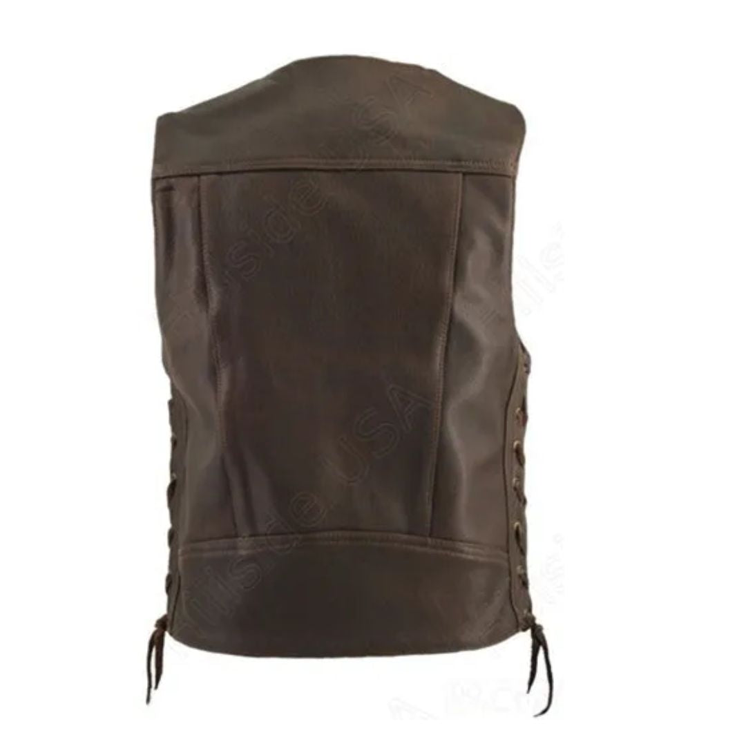 Distressed Brown Cruiser Leather Vest