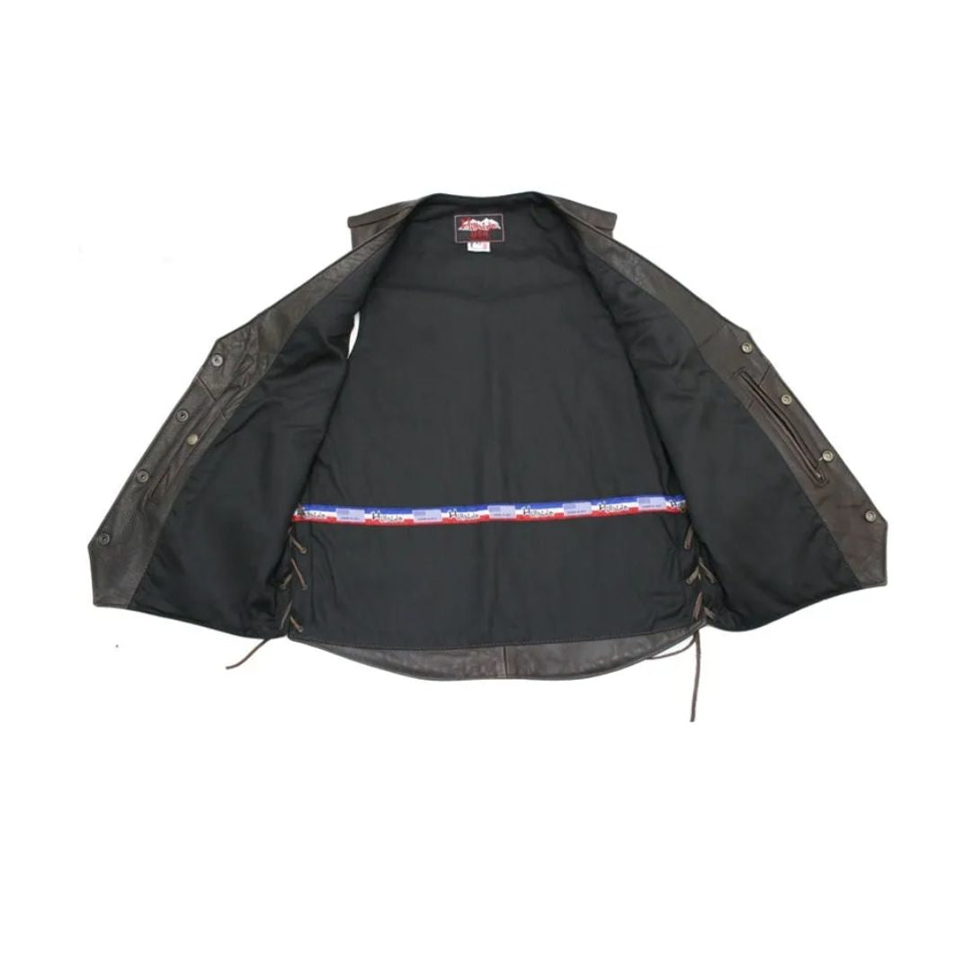 Men's Solid Back Distressed Brown Vest