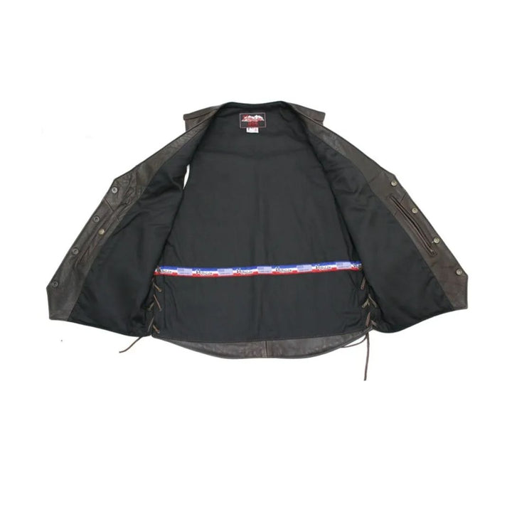 Men's Solid Back Distressed Brown Vest