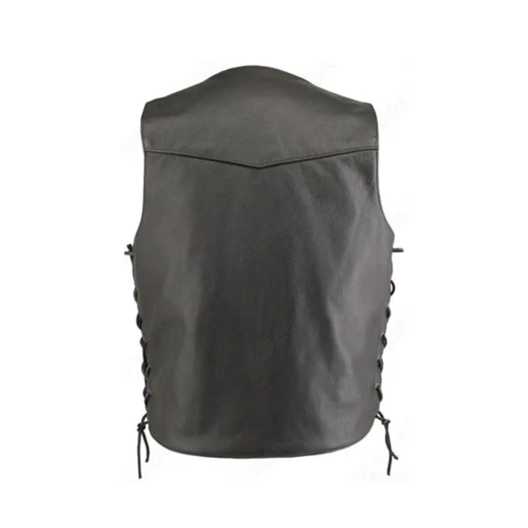 Men's Solid Back Panel Biker Vest (Custom)