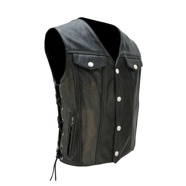 Men's Denim Style Vest Distressed Brown