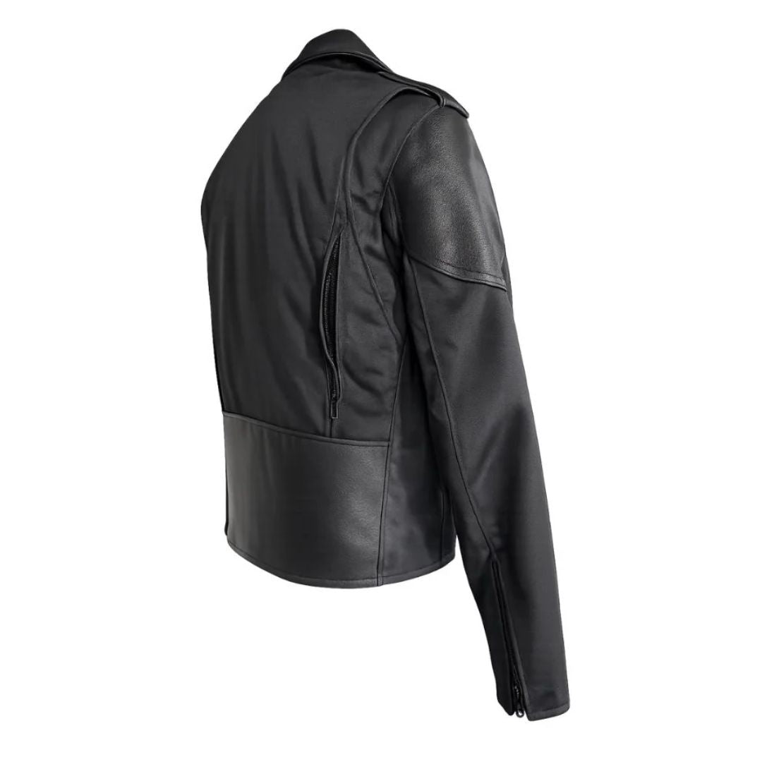 Men's Vented Leather / Waterproof Cordura Biker Jacket