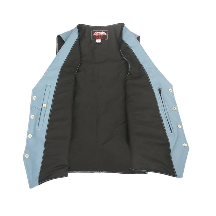 Men's Basic Motorcycle Vest Light Blue