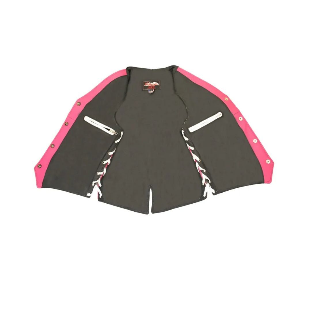Women's Hot Pink/White Leather Vest