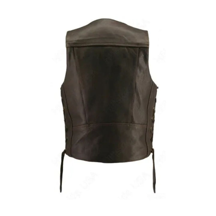 Men's Distressed Brown Leather Vest (Custom)