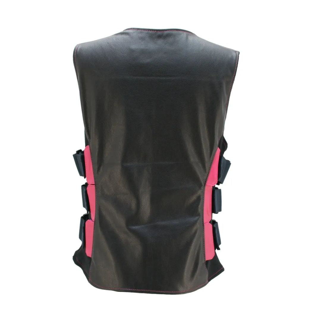Women's Two Tone Interceptor Black/Hot Pink Leather Vest