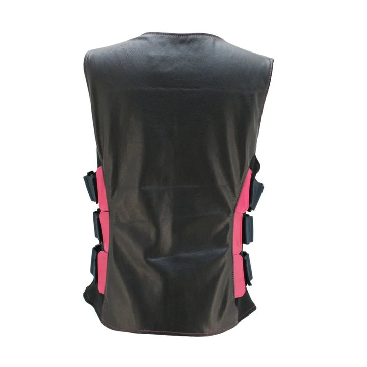 Women's Two Tone Interceptor Black/Hot Pink Leather Vest