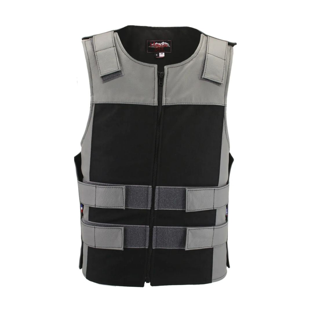 Leather & Cordura Combo Zippered Tactical Vest.