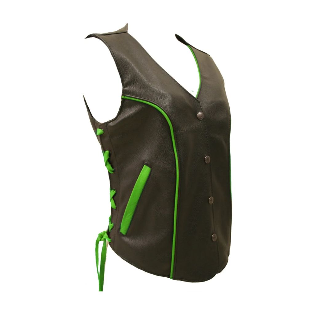 Women's Trim Biker Leather Vest