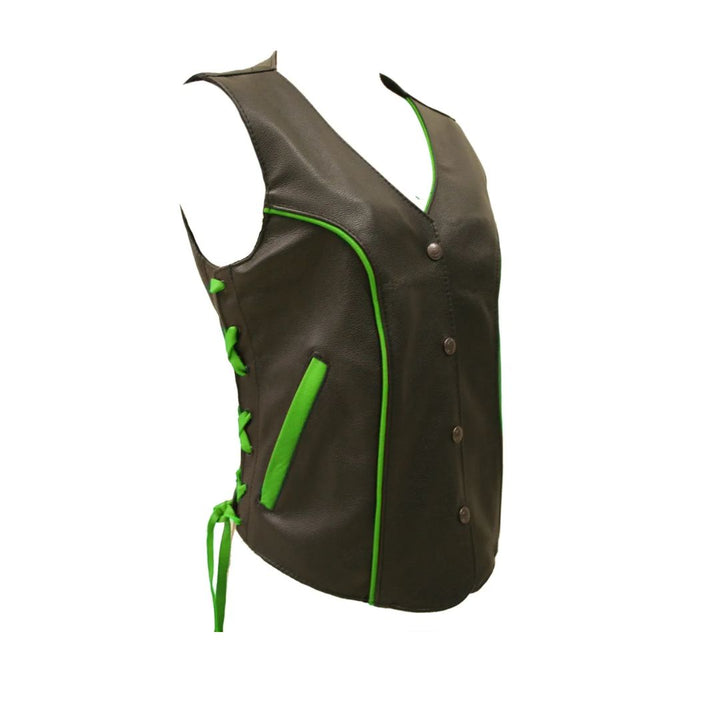 Women's Trim Biker Leather Vest