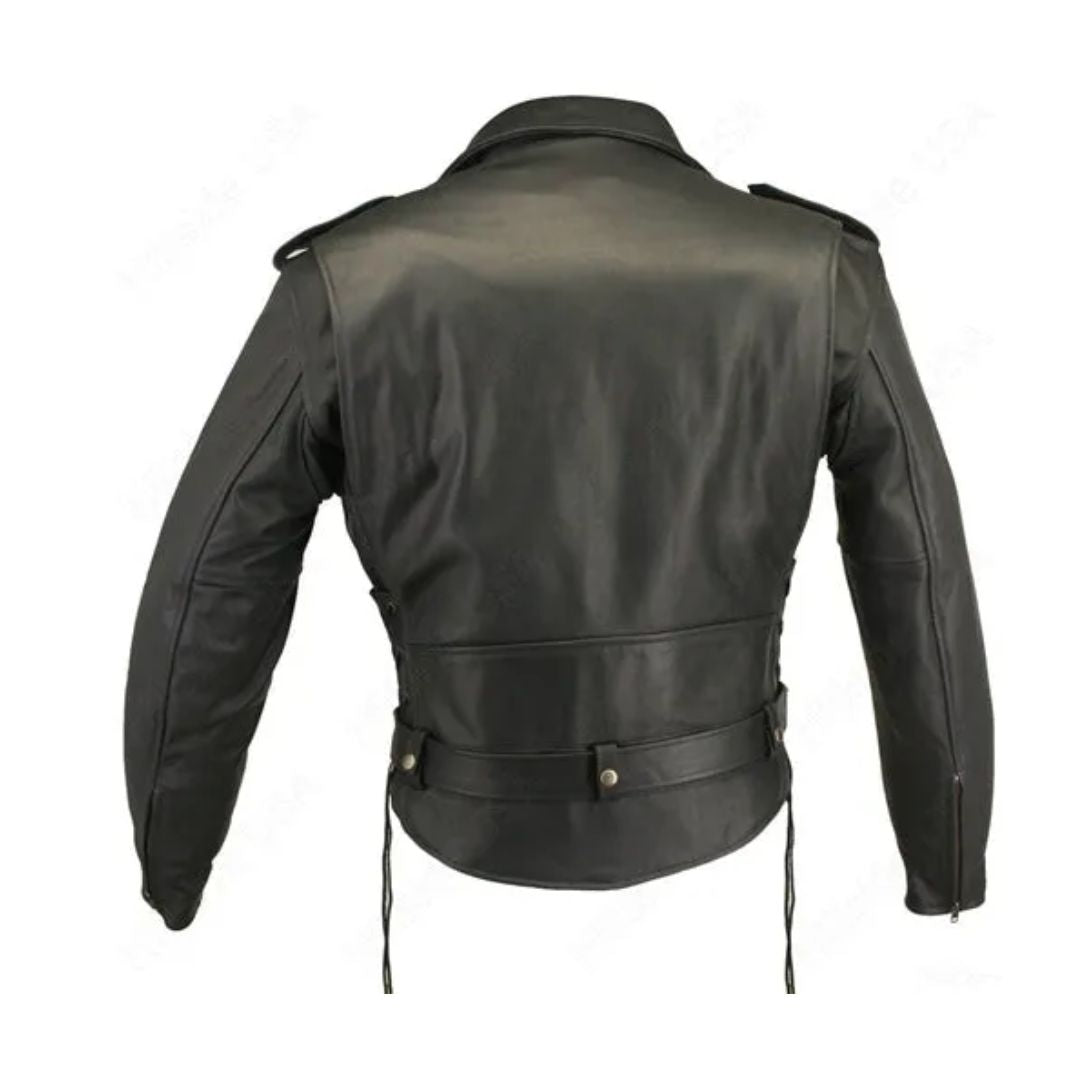 Men's Full Belted Cowhide Biker Jacket