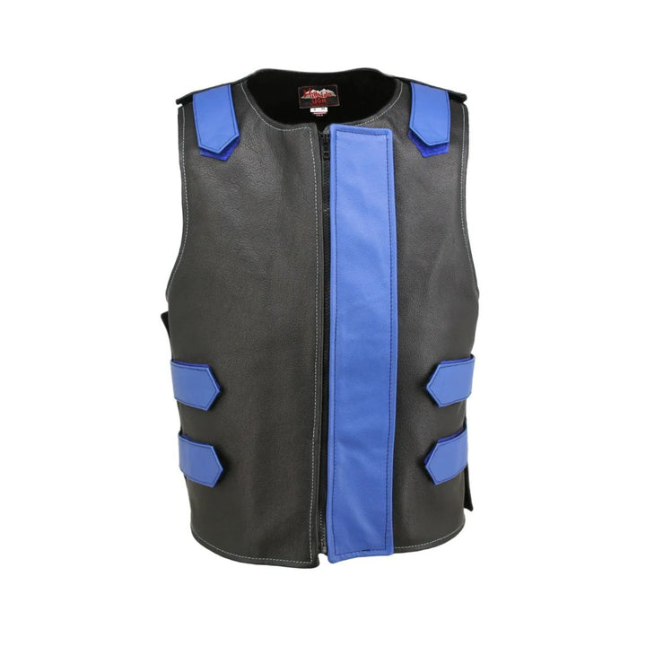 Removable Flap Tactical Leather Vest Black (Custom-Made)